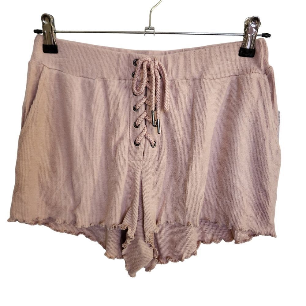Vintage Havana Ribbed Front Lace Up Pull-On Shorts Size Medium